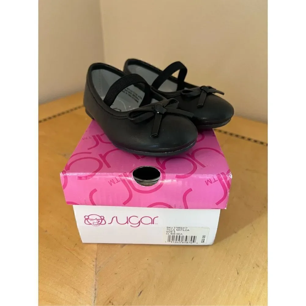 NIB! Sugar Black Lil Matilda Bow Flats Toddler Girls 6